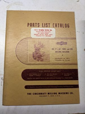 Cincinnati Service Repair Parts List Catalog Manual 8X18” Tool Mill Machine Die