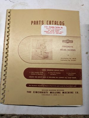 Cincinnati Service Repair Parts List Catalog Manual Powermatic Milling Machine