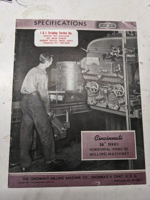 Cincinnati Sales Brochure Catalog 36” Series Hydro-Tel Milling Machine Specs
