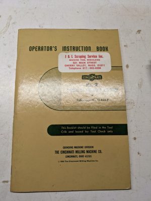 Cincinnati Operator Service Manual #2 1956 Centerless Grinding Machine G-433-8