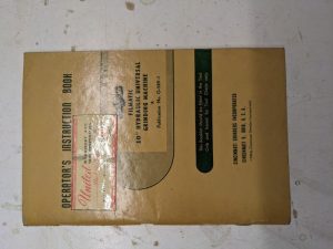 Cincinnati Operator Service Manual 10” Filmatic Grinding Machine 1956 G-589-1