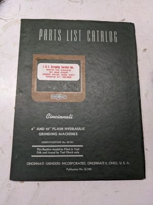 Cincinnati Service Repair Part List Catalog Manual 6 10 Grinding Machine 1945 Ea