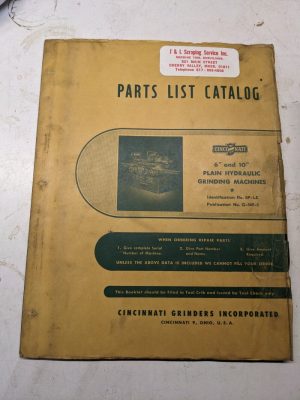 Cincinnati Service Repair Part Catalog Manual Ea Model 6” 10” Grinding Machine