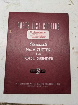Cincinnati Service Repair Parts List Catalog Manual #2 Cutter Tool Grinder 1939