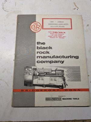 Reed-Prentice Machine Black Rock 22V 22Vs Milling Service Manual Parts List Book