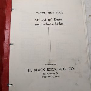 Reed-Prentice Machine Black Rock Service Manual Parts List 14 16” Lathes