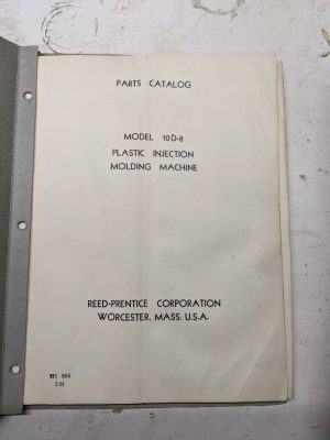 Reed-Prentice Machine Service Manual Parts List #10D-8 Injection Molding Plastic