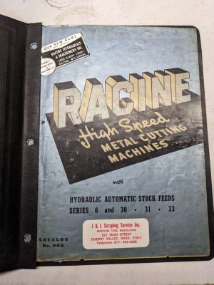 Racine Tool Machine Service Manual Parts List #6 30 31 33 Series Metal Cutting