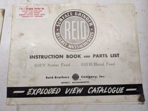 Reid Surface Grinder Instruction Service Manual Parts List Catalog 618V 618H