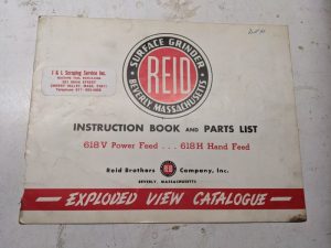 Reid Surface Grinder Instruction Service Manual Part List Catalog 618V 618H