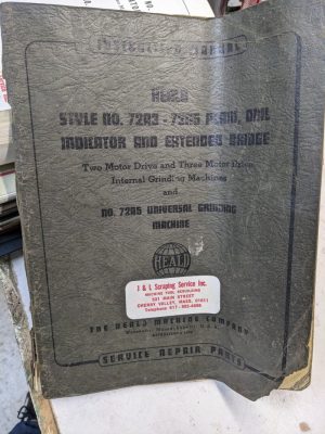 Heald Operator Service Manual Parts List Catalog Model 72A3-72A5 Grinding Mach