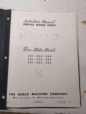 Heald Operator Service Manual Parts List Book Bore-Matic Machine Tool 1951
