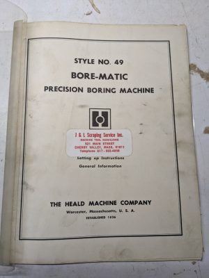 Heald Operator Service Manual Parts List Book Bore-Matic Machine #49 Model