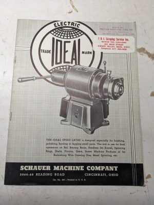 Schauer Machine Ideal Speed Lathe Na Va Sales Brochure Catalog Specs Features