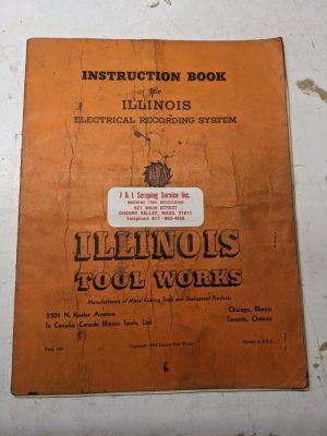 Illinois Tool Instruction Service Manual Electrical Recording System 1942