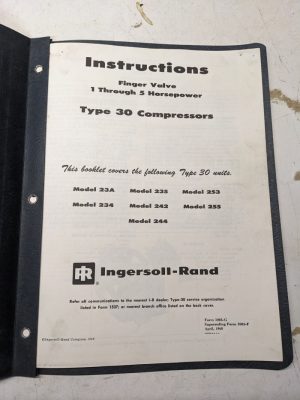 Ingersoll-Rand Instruction Manual Type 30 Compressors Finger Valve 1-5 Hp 1968