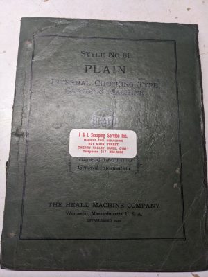 Heald Service Repair Manual #81 Plain Grinding Machine Operation Setup