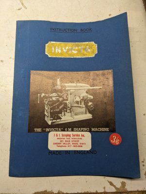 Invicta Operator Instruction Service Manual Part List Catalog Shaping Mach 6M