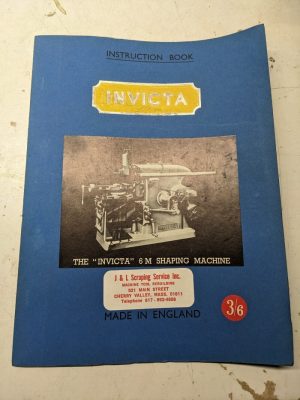 Invicta Operator Instruction Service Manual Parts List Shop Book Shaping 6M
