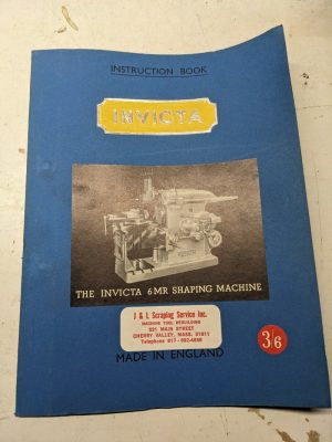 Invicta Operator Instruction Service Manual Parts List Book Shaping Machines 6Mr