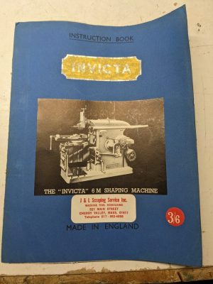 Invicta Operator Instruction Service Manual Part List Book Shaping Machine 6M