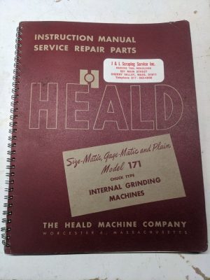 Heald Service Manual Parts List Book Size Gage Matic 171 Chuck Grinding Machine