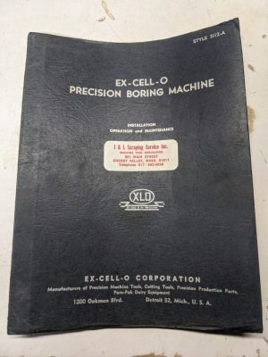 Ex-Cell-O 2112-D Boring Machine Operator Service Manual Book Repair Parts List