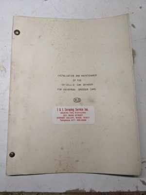 Ex-Cell-O Cam Grinder Machine Operator Service Manual Book Repair Maintenance
