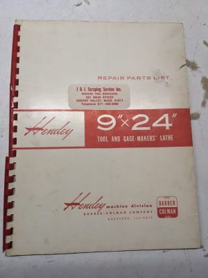 Hendey Machine Service Repair Parts List Book Manual Catalog 9X24” Tool Lathe