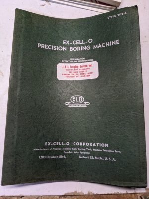 Ex-Cell-O Operator Service Manual Repair Parts List Boring Machine 2112-A Shop