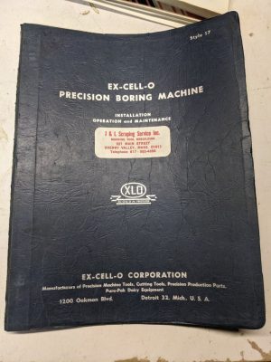 Ex-Cell-O Operator Service Manual Repair Parts List Boring Machine Style 17