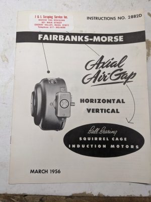 Fairbanks-Morse Induction Motor Operator Service Manual Parts List Qzae Cu 1956