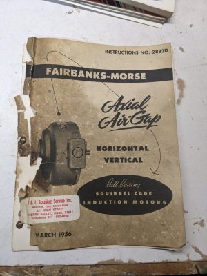 Fairbanks-Morse Induction Motor Operator Service Manual Parts List Book 1956
