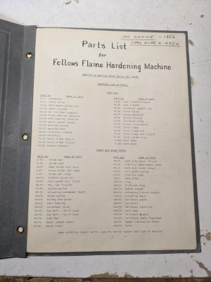Fellows Gear Shaper Co Service Parts List Manual Catalog Flame Hardening Machine