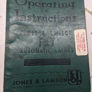 Jones Lamson Operator Instruction Service Manual Fay Auto Lathes Parts List 1941