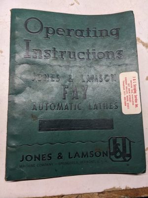 Jones Lamson Operator Instruction Service Manual Fay Auto Lathes Parts List 1941