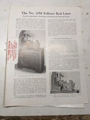 Fellows Sales Brochure Catalog Specifications Features #20M Red Liner Checking