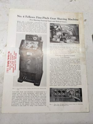 Fellows Sales Brochure Catalog Specifications Features #4 Gear Shaving Machine