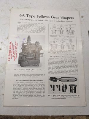 Fellows Sales Brochure Catalog Specifications Features #6A Gear Shapers