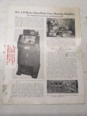 Fellows Sales Brochure Catalog Specifications Operation #4 Gear Shaving Machine