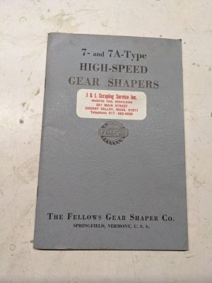 Fellows Operator Service Manual Handbook Gear Shaper #7 7A Type 1955 Machine
