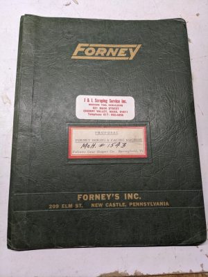 Forney Sales Proposal Information Boring Facing Machine Fellows 1956 Parts List