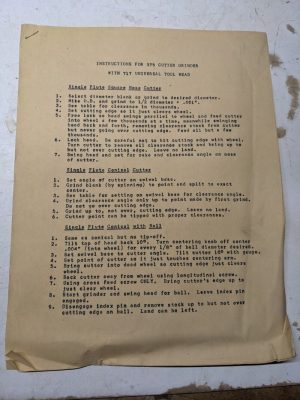 Gorton Instruction For 375 Cutter Grinder With 717 Universal Head Tool