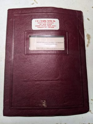 Gorton Operator Service Manual Parts List 9-J Mill Duplicator Machine 2527 1952