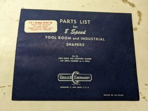 Gould Eberhardt Service Parts List Book Manual 8 Speed Industrial Shapers 1949