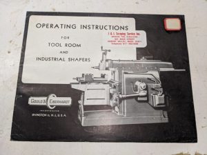 Gorton Operator Instruction Manual Industrial Shapers 1945 Tool Room Machine