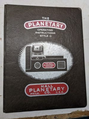 Hall Planetary Operator Instruction Service Manual Parts List Style D 1952