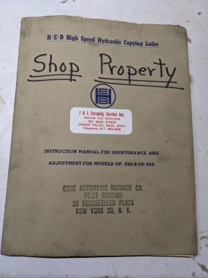 Heb High Speed Copying Lathe Operator Service Manual Maintenance Op 320 420