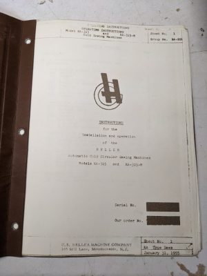 Us Heller Machine Instruction Service Manual Operator Sawing Machine Ka-315-M