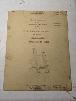 Us Heller Machine Instruction Service Manual Operator Table Miller Rfs 80/1000